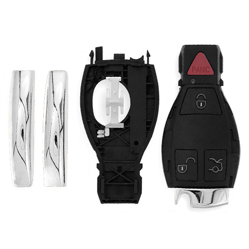 For Mercedes-Benz 4-Button Chrome Housing ( Triangle Panic Button) Smart Keys Shells #1852