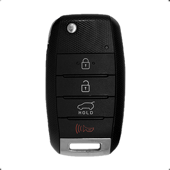 Metallo PREMIUM For KIA (SUV's) 4-Button Flip Key Shell w/Hatch Flip Key Shell (HYN14R Blade) (T) #1658