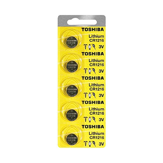 5-Pack CR1216 Toshiba 3 Volt Lithium Coin Cell Battery